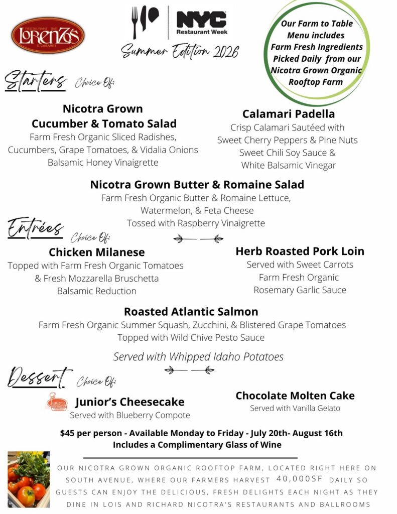 restaurant week menu